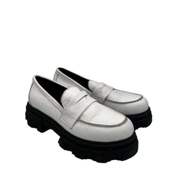 NEW SILENT D Anthropologie Coralie White Lug Platform Loafer - Picture 1 of 7